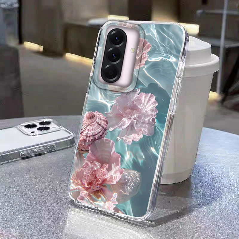 

For Samsung Galaxy A56 A16 A26 A36 A06 A55 A35 A25 A15 A12 A32 A22 A14 A54 M22 M12 5G Blue Ocean Shell Ocean Animals Phone Case