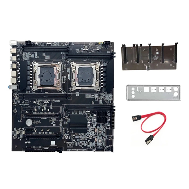 

X99 Motherboard +SATA Cable+Baffle LGA2011 V3/V4 8XDDR4 Slot PCIE 16X 8XSATA3.0 Supports 5 GPU Miner