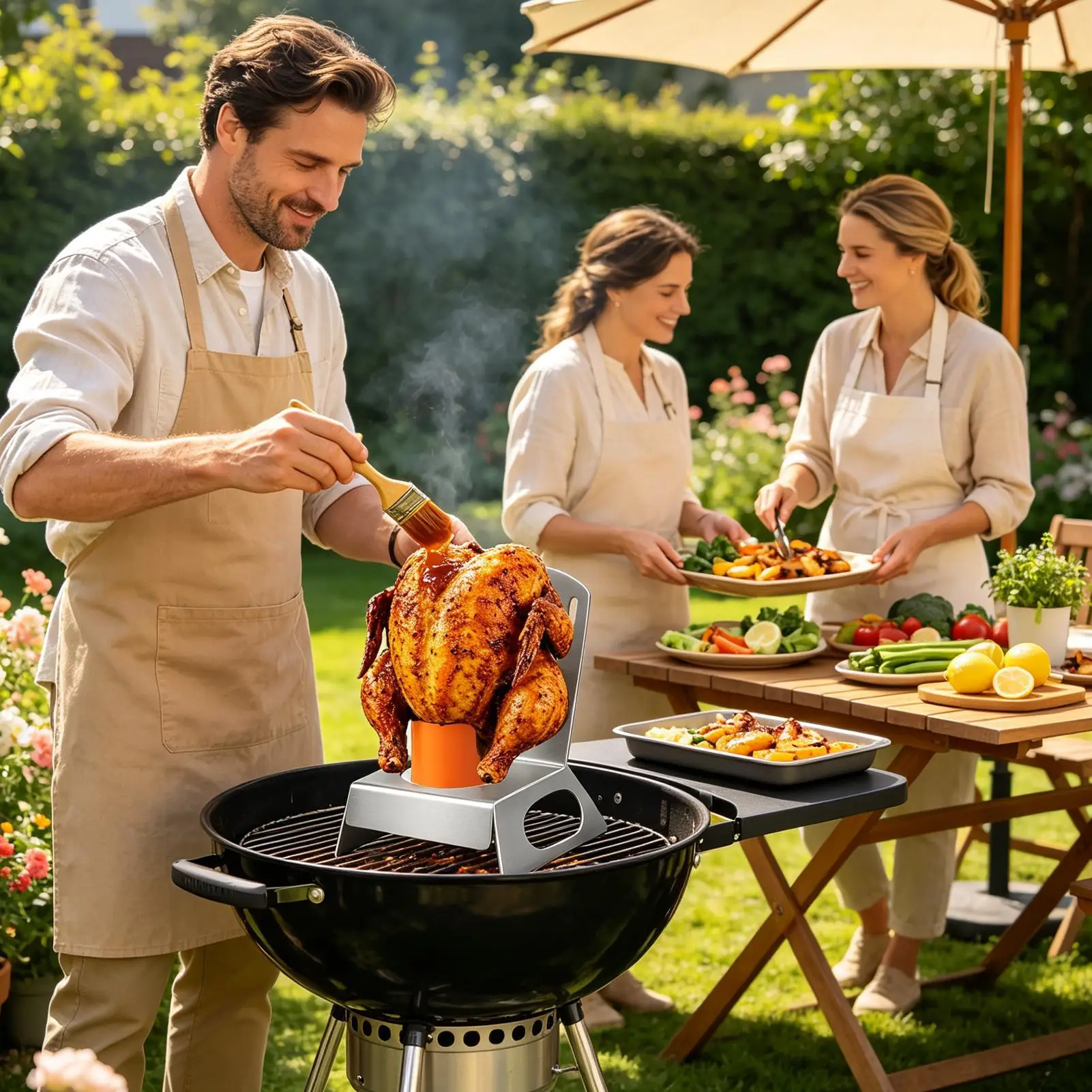 Beer Can Chicken Holder Upright Roasting Stainless Steel Base Beer Can Chicken Grill Throne For Enthusiasts Home Chef Cooking