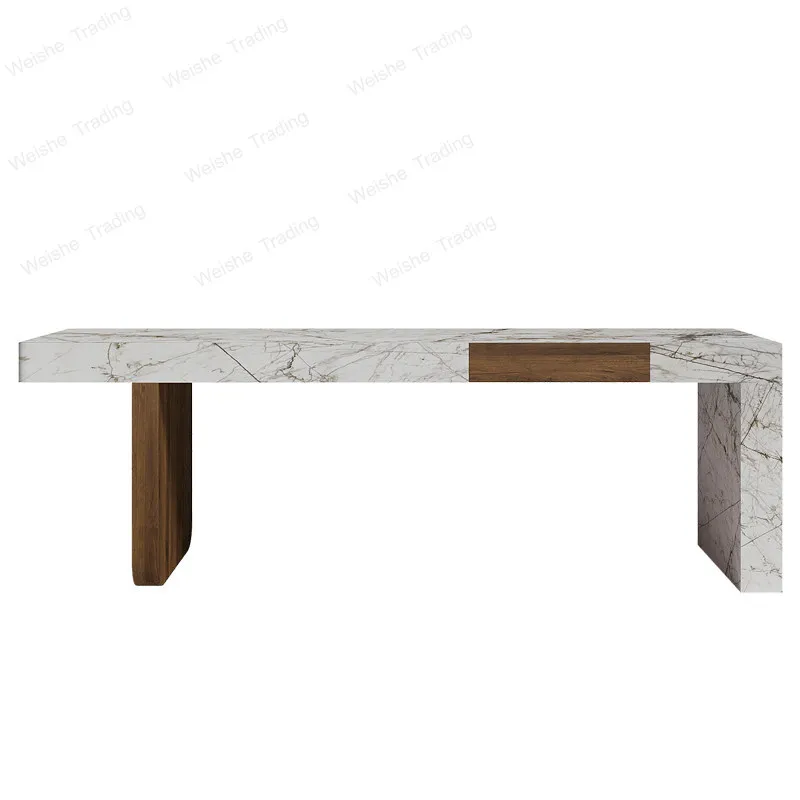 

Итальянский минималистичный комод-стол из массива дерева для спальни, современный дизайнерский креативный домашний компьютерный стол с мраморной столешницей