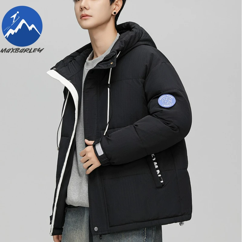 เสื้อแจ็คเก็ตพัฟเฟอร์ Maxbarley แบบยูนิเซ็กซ์ สีพื้น สำหรับเดินป่า ท่องเที่ยว น้ำหนักเบา สไตล์คลาสสิก มีฮู้ด บุด้วยขนเป็ดหนา สำหรับฤดูหนาว