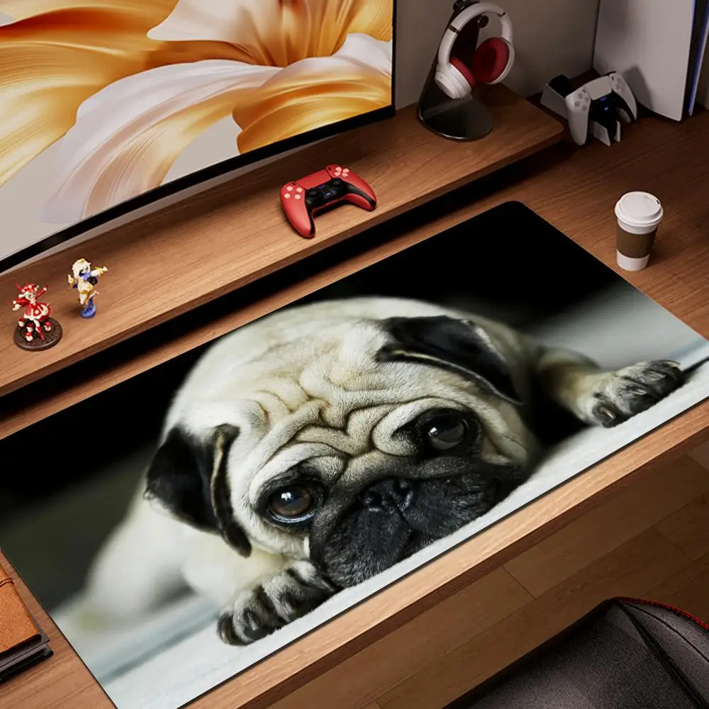 

Dog Pug Mouse Pad Gaming XL Custom HD Mousepad XXL keyboard pad Desk Mats Natural Rubber Soft Carpet Office Desktop Mouse Pad