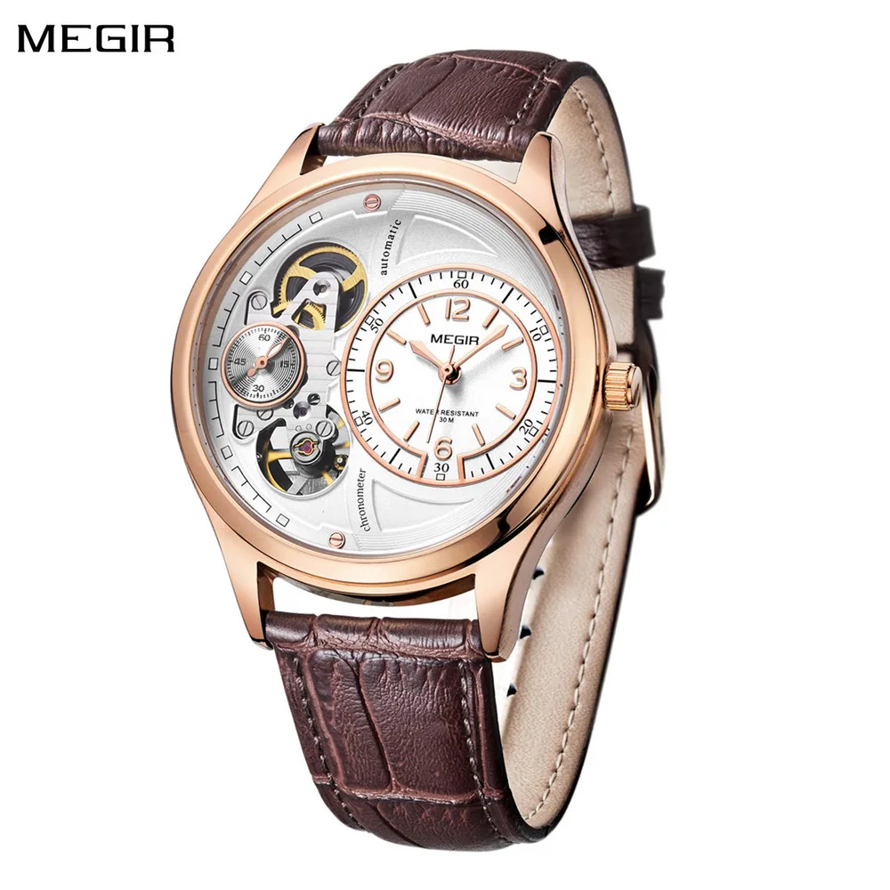 

MEGIR Mens Watches Fashion Casual Sport Wristwatch Leather Strap Quartz Wrist Watch Waterproof Man Clock Reloj Hombre 2017