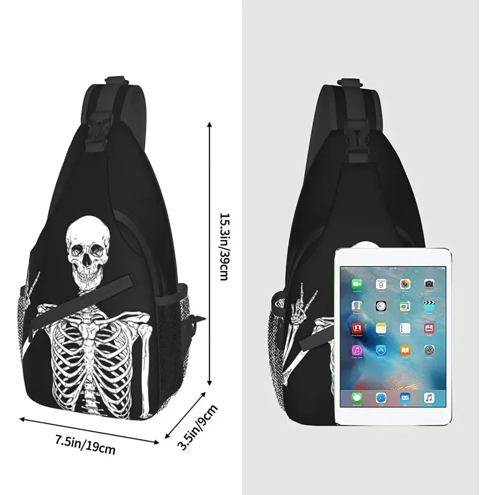 Funny Skull Sling Bag Women Men Backpack Crossbody Bag Travel Hiking Casual Sport Climbing Runners Daypack Waterproof