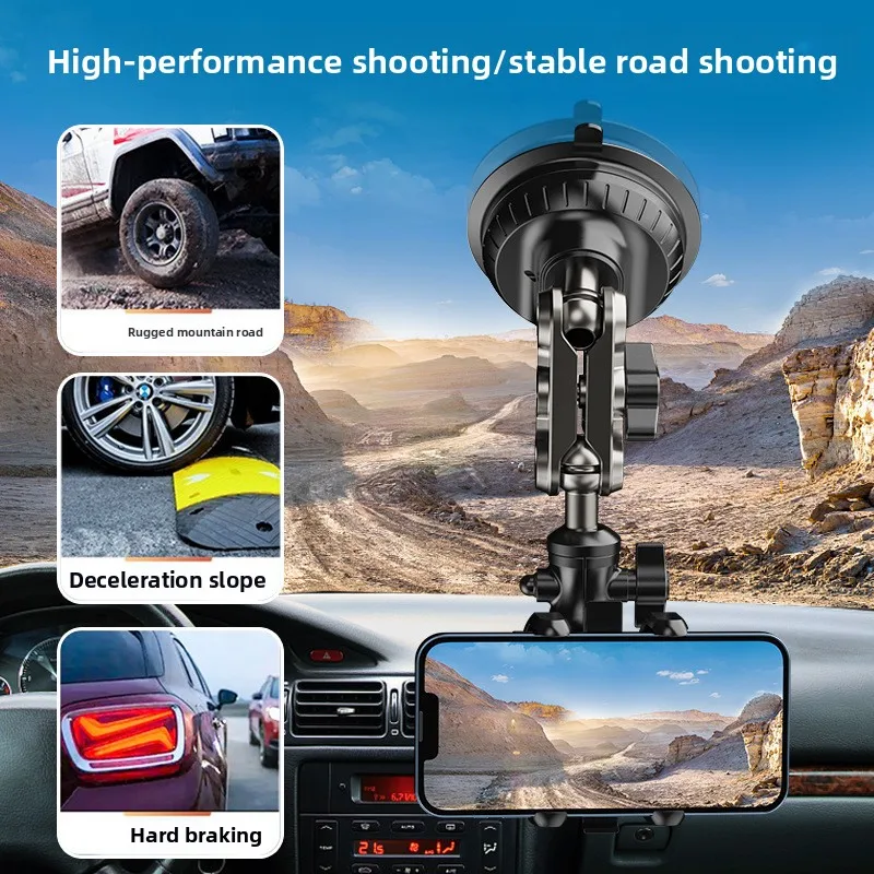 Car-Mounted Phone Holder For Live Streaming With Multi-Directional Overhead Shooting And Suction Cup Attachment