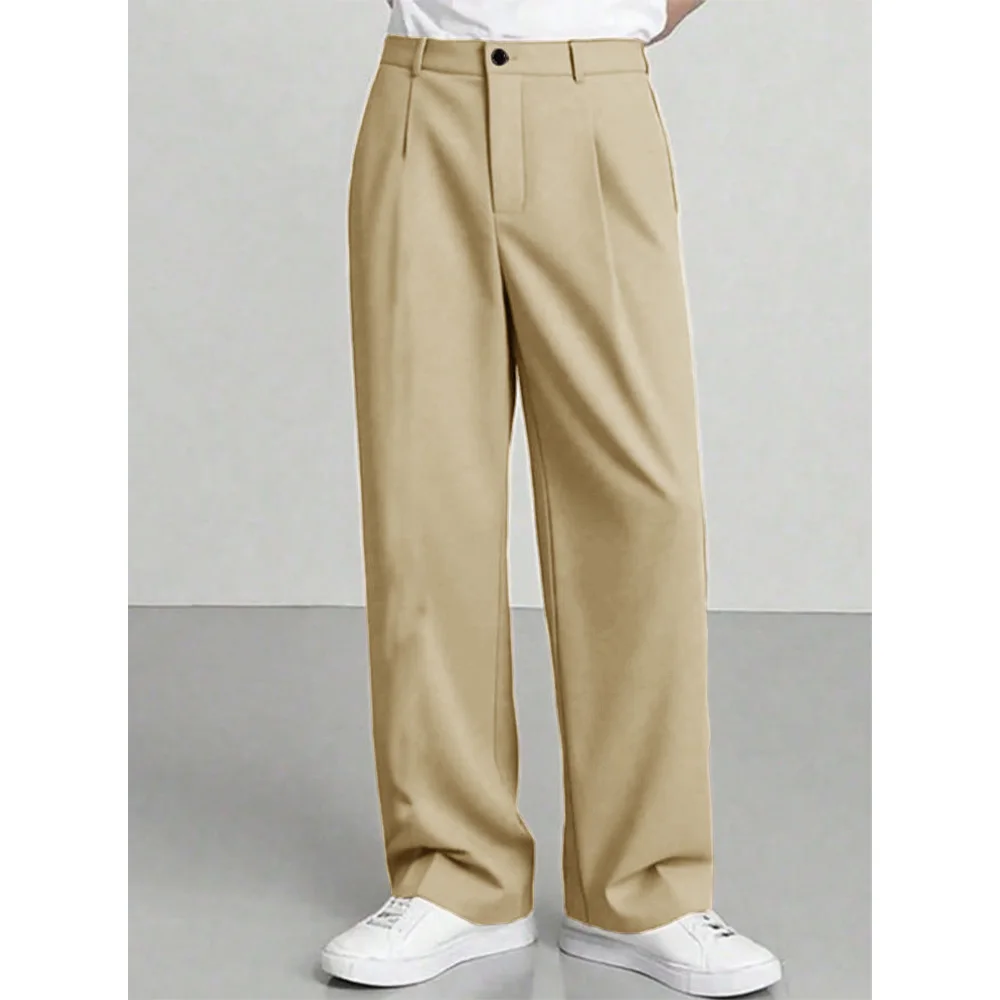 Mens Chino Suit Pants Straight Leg Classic Solid Color Formal Trousers Business Office Wear Flat Front Dress Pants for Men Casua