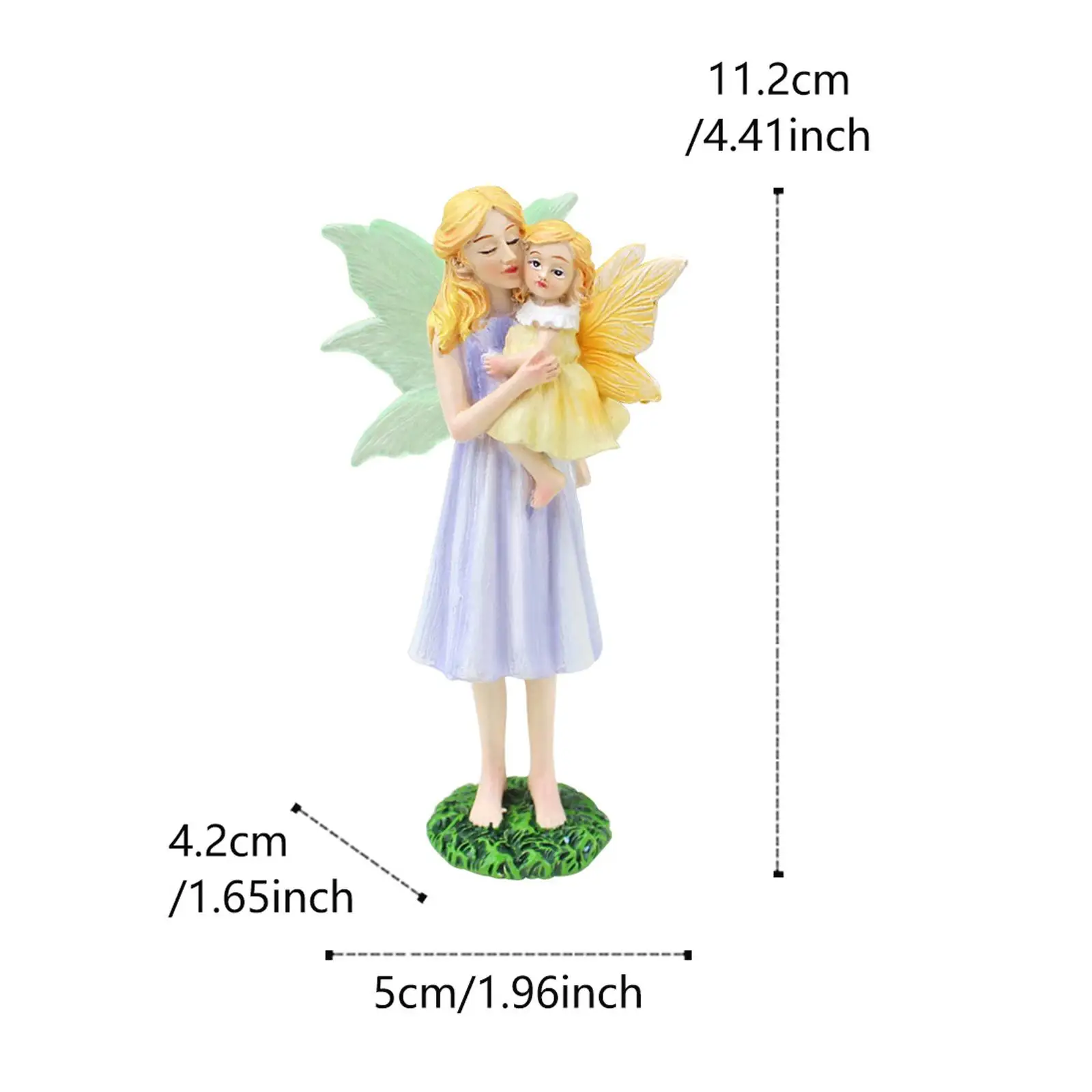 Decorative Resin Flower Fairy Figurine with Glowing Wings Miniature Ornament for Fireplace Holidays and Garden Decoration