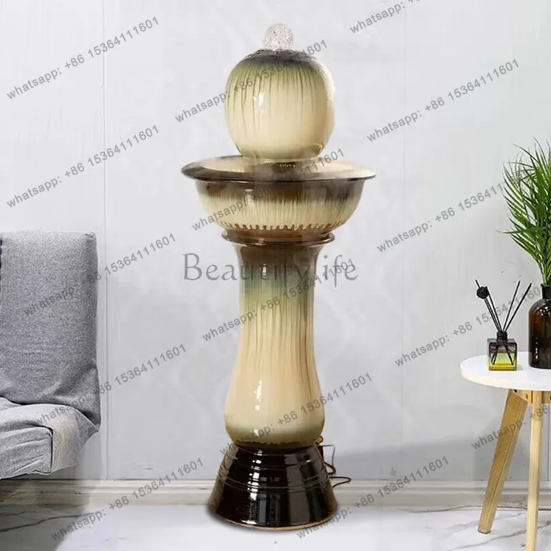 Ceramic light luxury style living room flowing water fountain ornaments landing circulating water decoration housewarming