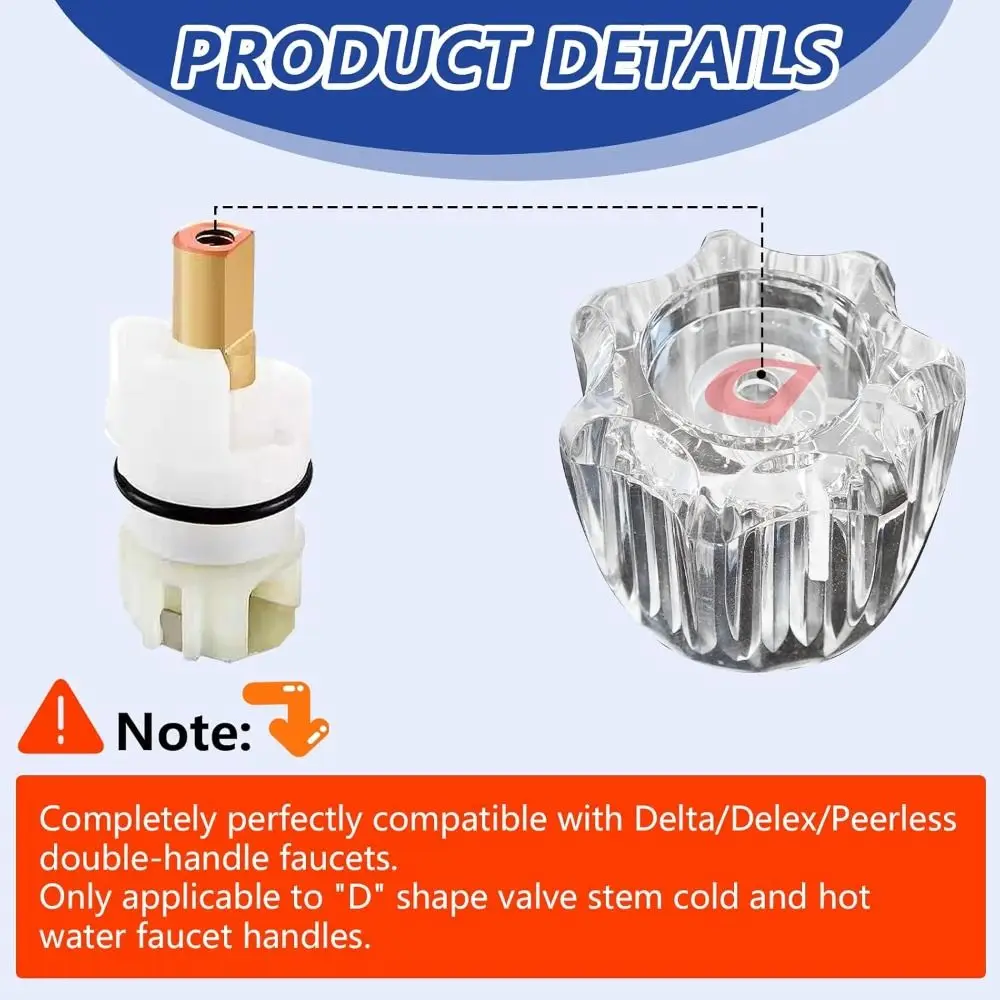 

2pcs Professional Clear Acrylic Faucet Knobs Replacement Kit Universal Faucet Handles Durable Bathtub Knobs Parts Vanity