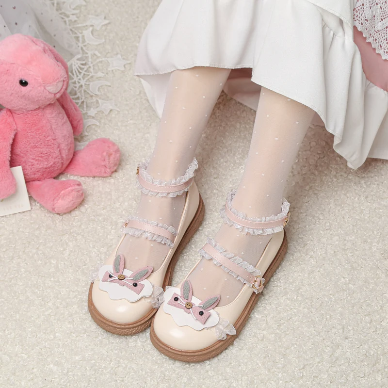 Anime Cartoon Lolita Shoes School Girls Lace Buckle Strap JK Princess Cosplay Flat Heel Platform PU Leather Pumps Size 30-43