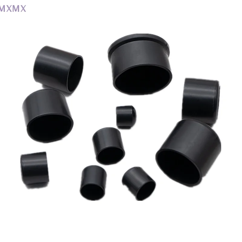قبعات نهاية أنابيب الصلب المستديرة الأسود PVC عدم الانزلاق وسادة الجدول كرسي قدم الطابق حامي أرجل قطع الأثاث غطاء