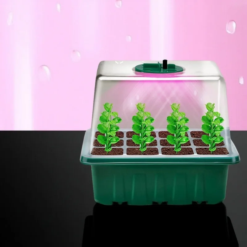 

LED Grow Light Seed Germinate Seedling Nursery Pot Suit Growth Supplement Light Adjust Brightness Full Spectrum Fixed Time
