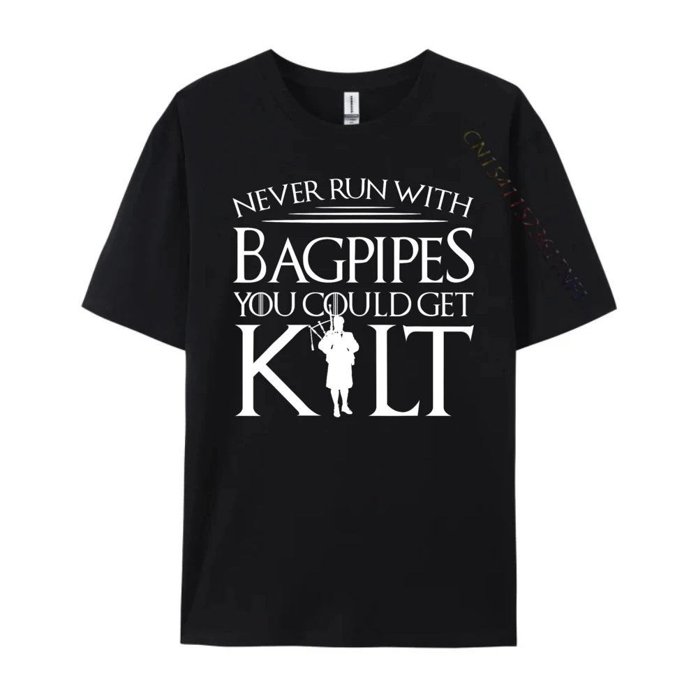 Never Run With Bagpipes You Could Get Kilt Pink Graphic Tees Female Clothes Mardi Gras Clothing Mens T Shirt T Shirts