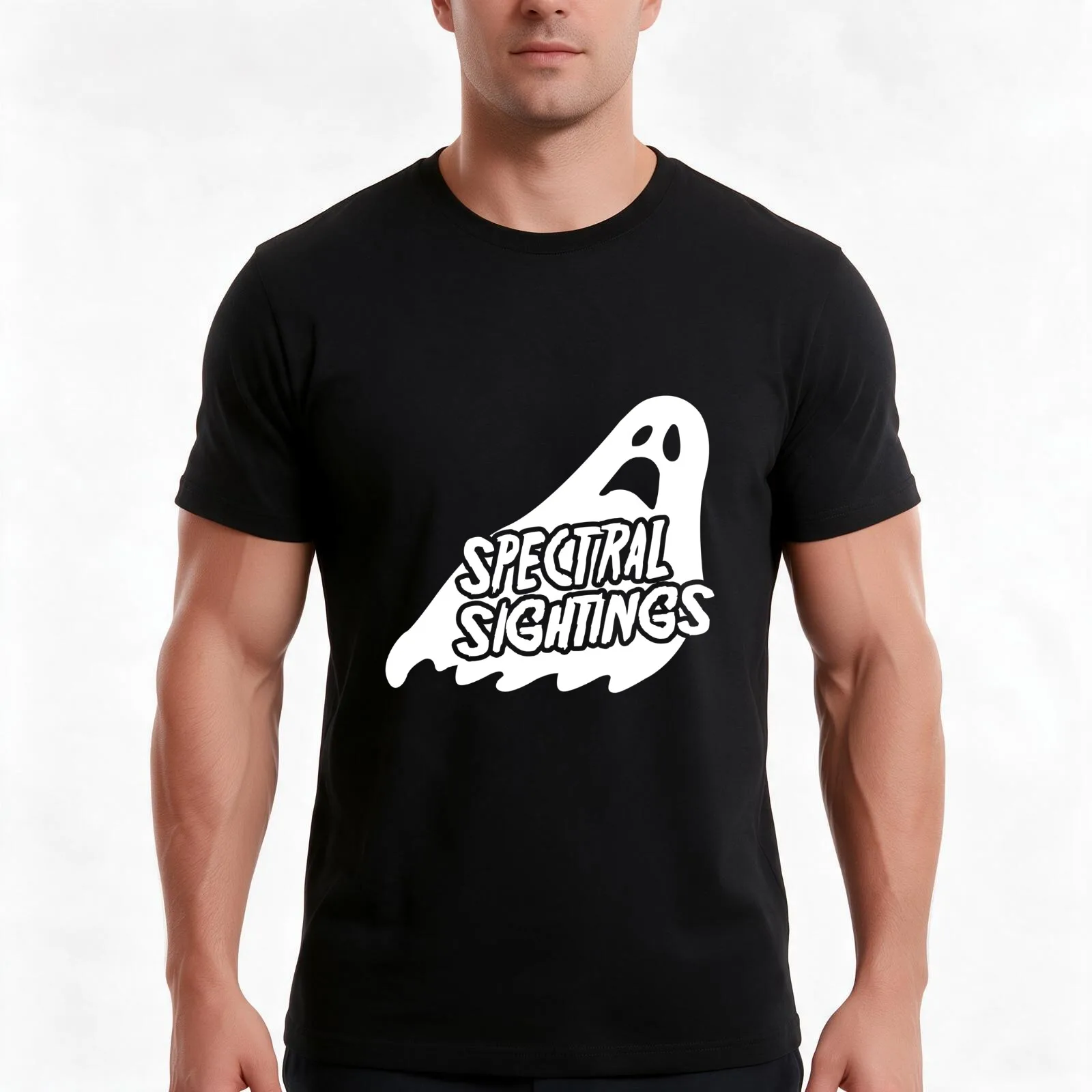 Spectral Sightings Ghost Hunters T-Shirt, Summer Casual Cotton Tee, Oversized Streetwear Tops, Vintage Graphic Print