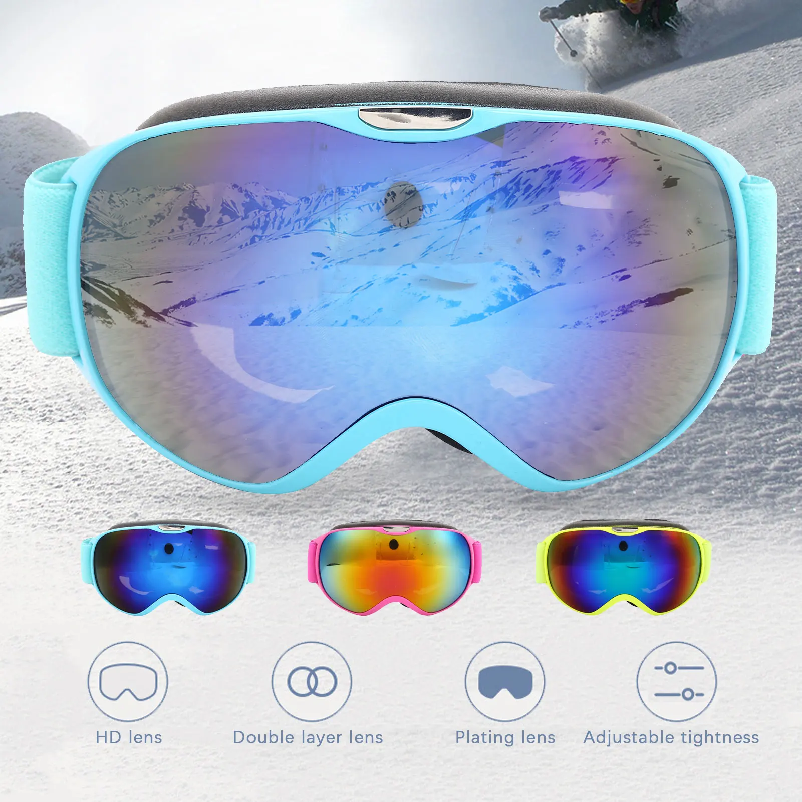 تسلق حملق نظارات التزلج مكافحة الضباب يندبروف طبقة مزدوجة عدسة الكمبيوتر تسلق الثلوج الرياضة نظارات للأطفال نظارات رياضية الثلوج