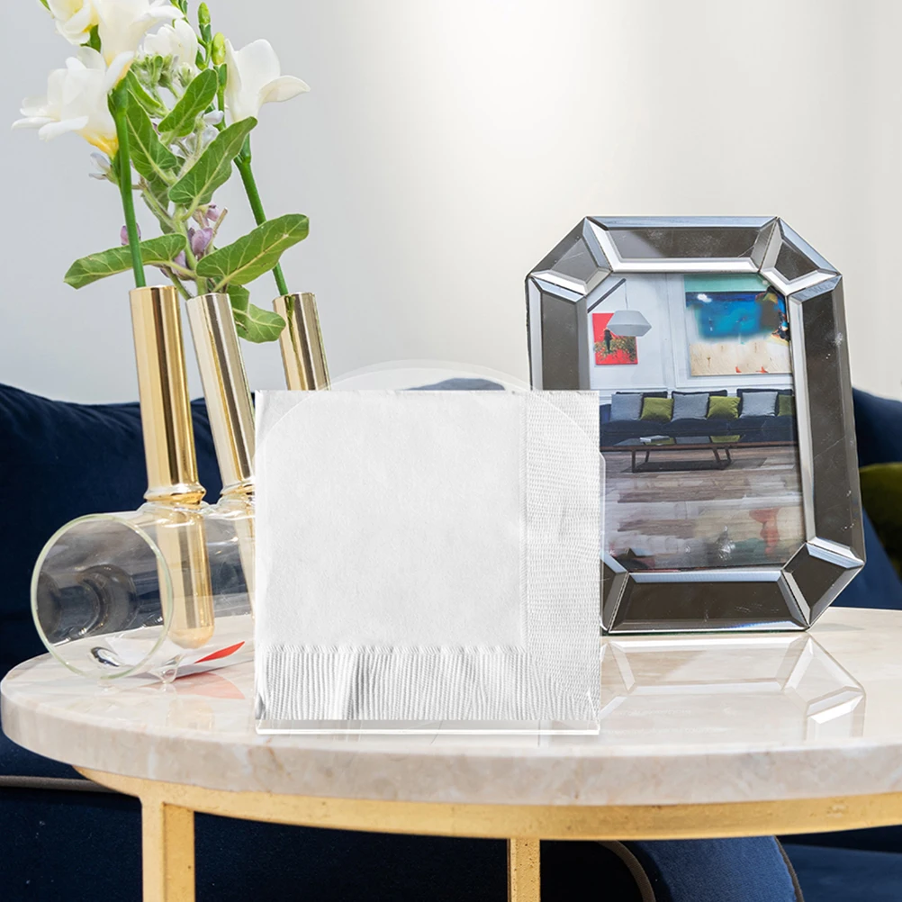 

2Pcs Transparent Acrylic Napkin Holder Modern Vertical Tissue Box Container for Cocktail Napkins Kitchen Bar Decor