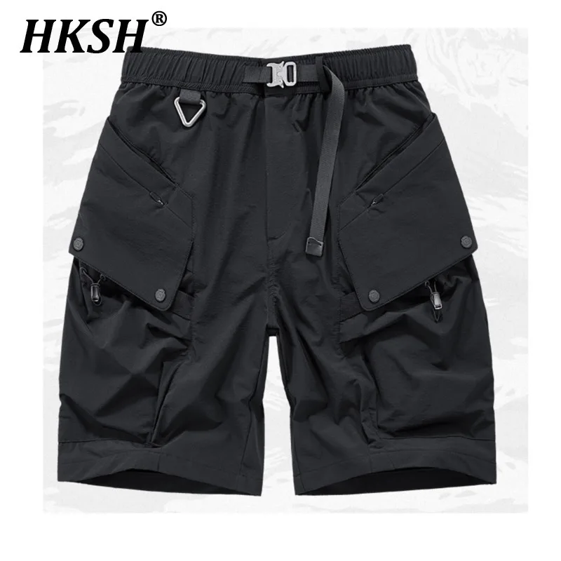 

HKSH Летние новые мужские шорты Tide Y2K в американском уличном стиле, модные свободные шорты с металлической пряжкой и карманами, шикарные спортивные полушорты на открытом воздухе Ins HK5327