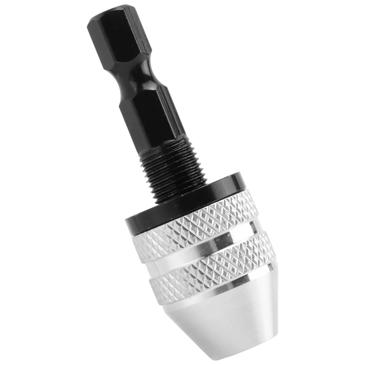 Portabrocas sin llave, adaptador de cambio rápido, convertidor, vástago hexagonal, plateado y negro, 6mm