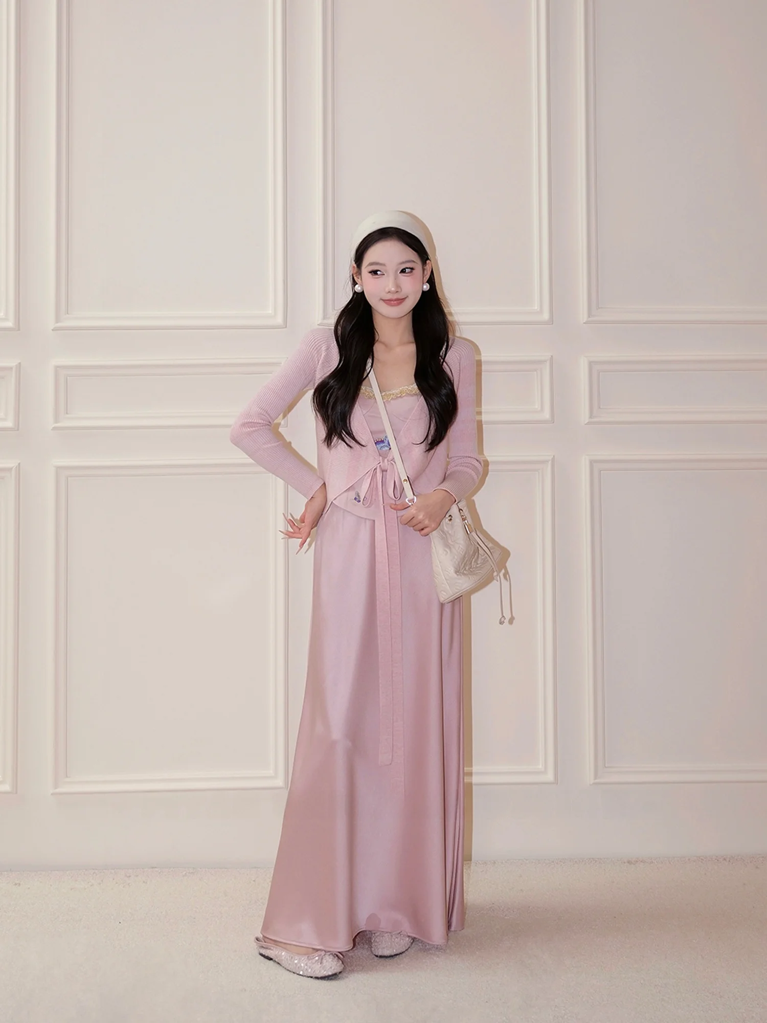 

Lu eep Wool Knitted V-Ne Top with Belt Lazy Cross Design Women's Faion Commute Sle Long Sve Regular Fit Spring