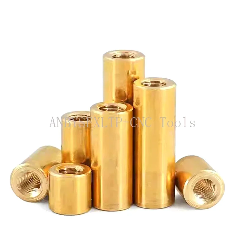 H62 Brass Round Standoff Spacer Column Through-Wire Hole Through-Tooth Copper Round Joint Nut DIY Model Parts M4 M5 M6