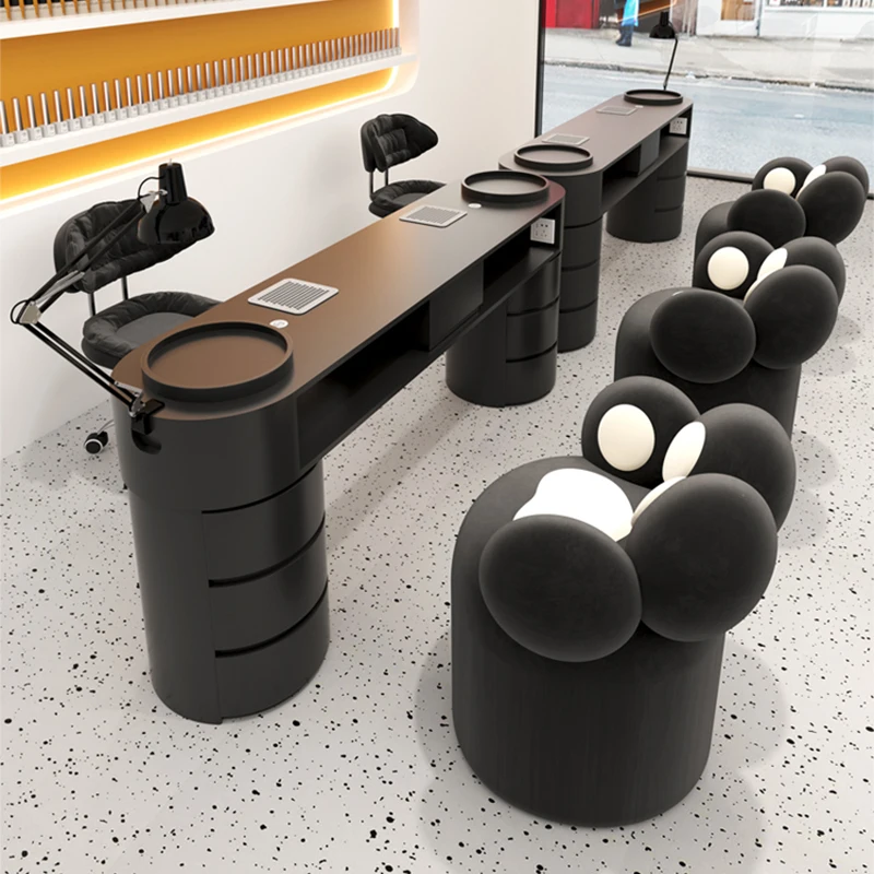 Kawaii Accessories Nail Table Desk Workstation Nordic Barbershop Nail Table Stand Black Tavolo Per Unghie Salon Furniture