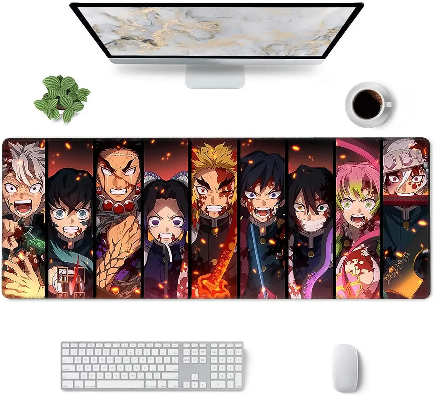 Mouse Pad Demon Slayer Anime Gaming Large Mouse Pad with Stitched Edges Non Slip Rubber for Computers Laptop Office Work