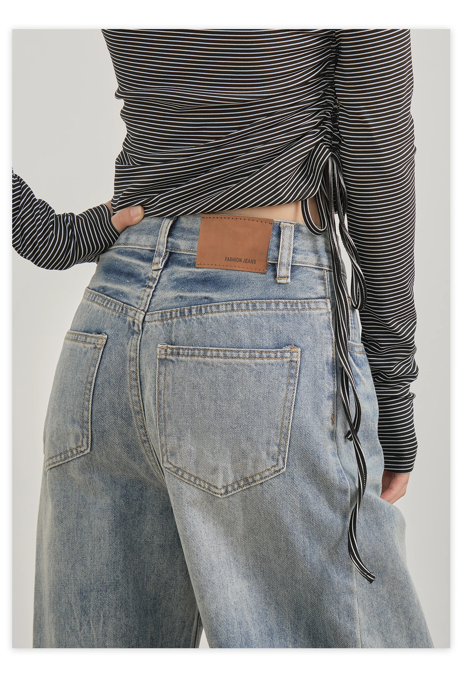 ZHISILAO جينز كلاسيكي أزرق واسع الساق للنساء عتيق غير رسمي فضفاض كامل الطول من قماش الدنيم ملابس الشارع الشهير 2025 #6