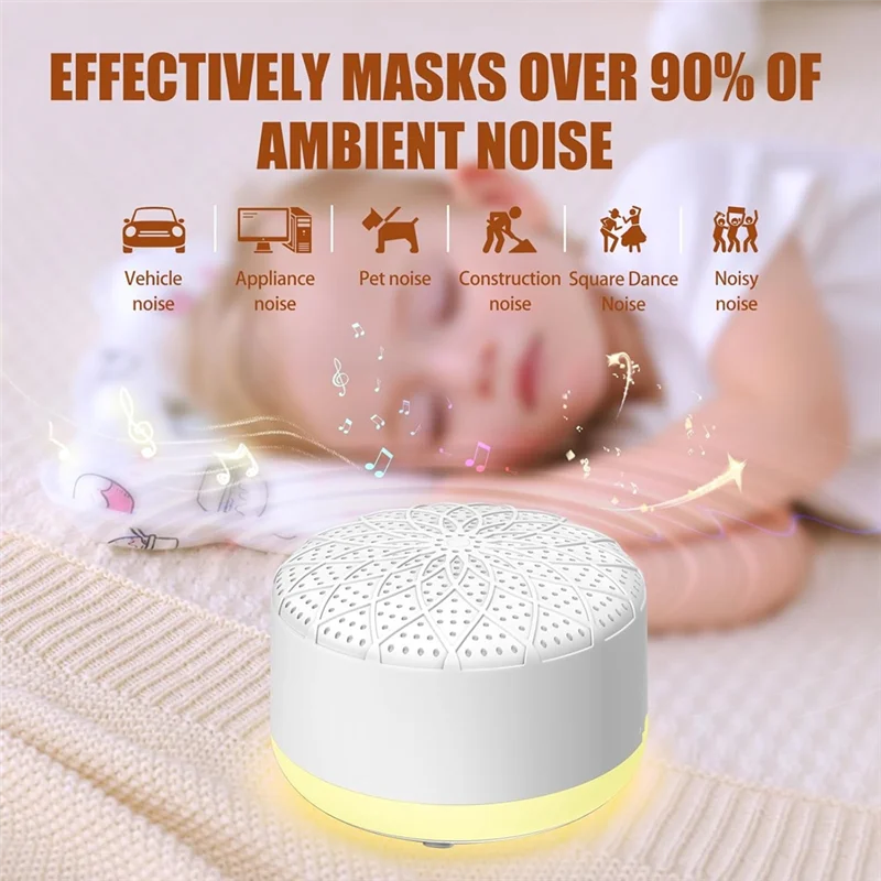 ABKR-آلة الضوضاء البيضاء المحمولة للأطفال البالغين - 24 أصوات مهدئة، علاج الصوت للمنزل، السفر