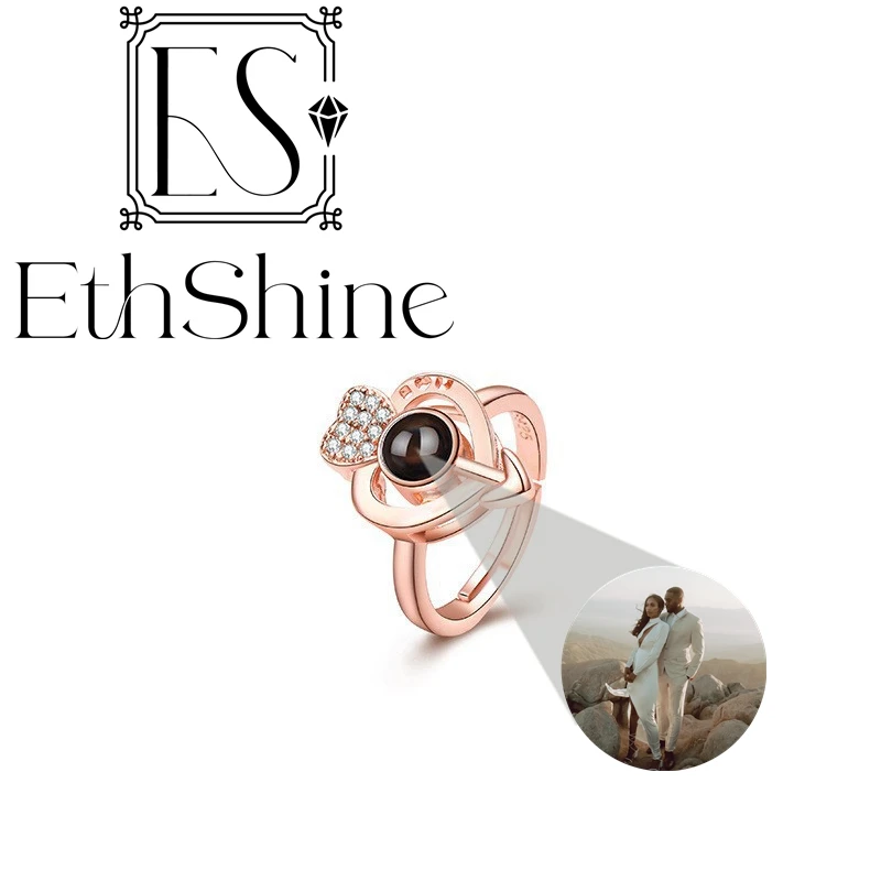 

Rabbit /Heart Pendant Custom Photo Rings for Women Men Couple Projection Photo Ring Jewelry Customized Items