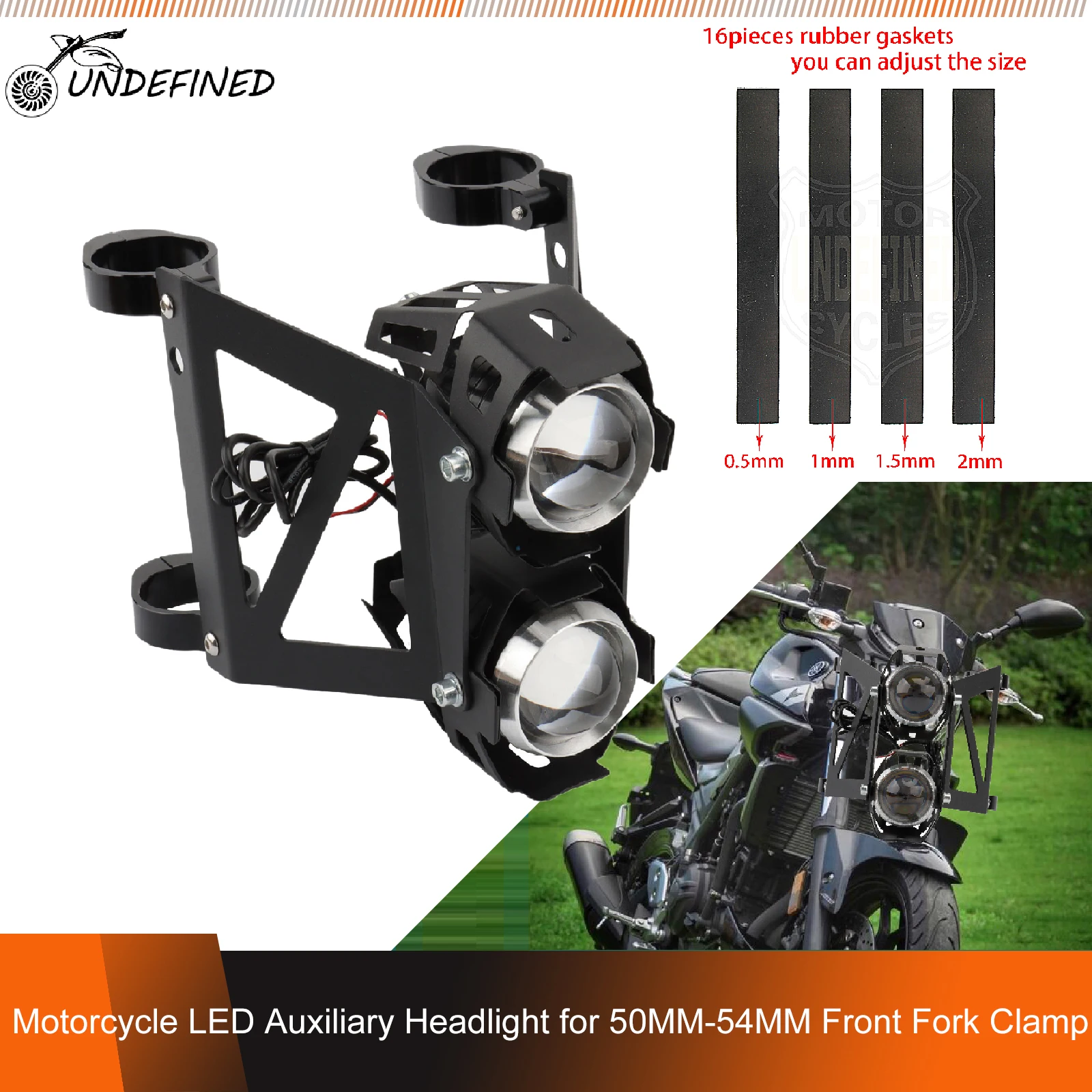 

Motorcycle Auxiliary Spotlight Fog Lamp Dual Light w/ 50mm-54mm Headlights Fork Clamp for BMW Suzuki Kawasaki R1250GS F800GS ADV