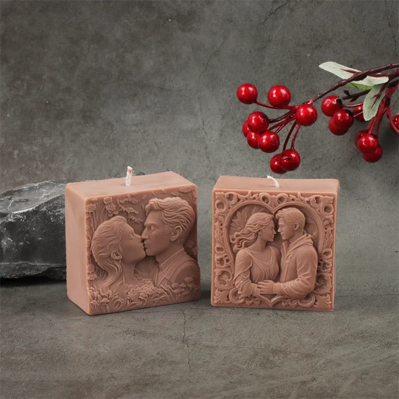 3D Pregnant Mom Silicone Candle Mold DIY Belly Touching Mom Love Couple Designs Candles Gypsum Soap Mother's Day Gift Home Decor