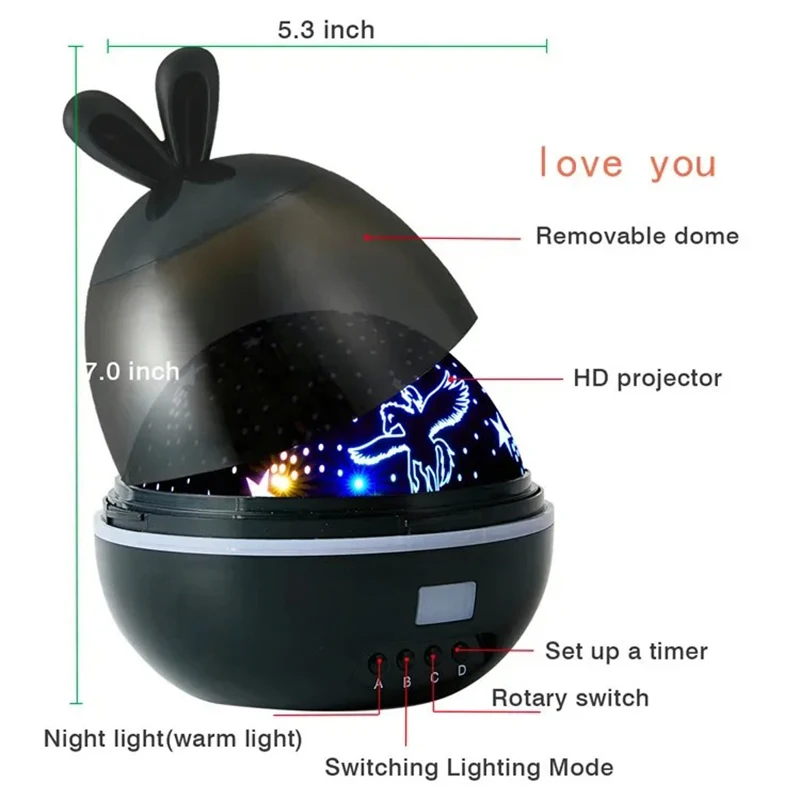 Christmas Gift Moon and Star Projection Lamp Moon Lamp Battery USB Romantic 3D Rotating LED Projector Night Light