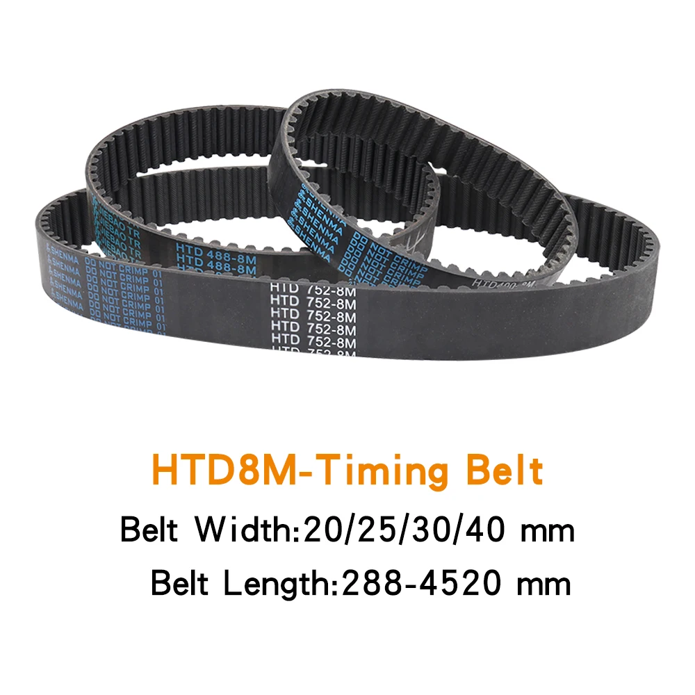 Toothed Belt HTD8M-3424/3480/3600/3640/3720/3824/4000/4224/4400/4520 Teeth Pitch 8 mm Rubber Machine Belt Width 20/25/30/40 mm