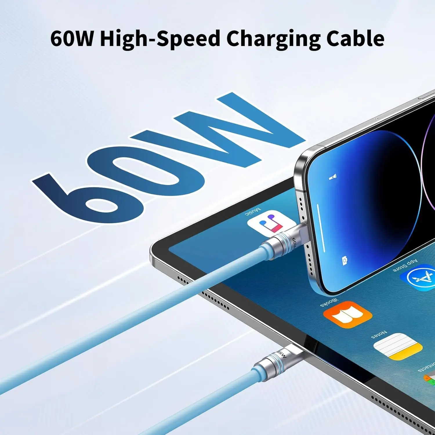 Kabel Hichain PD60W USB C DO C Szybkie Ładowanie Do Iphone Laptopów Tabletów 1.2M/2M Do Samsunga Do Xiaomi Do Huawei Kabel Ładujący — zdjęcie produktu 3