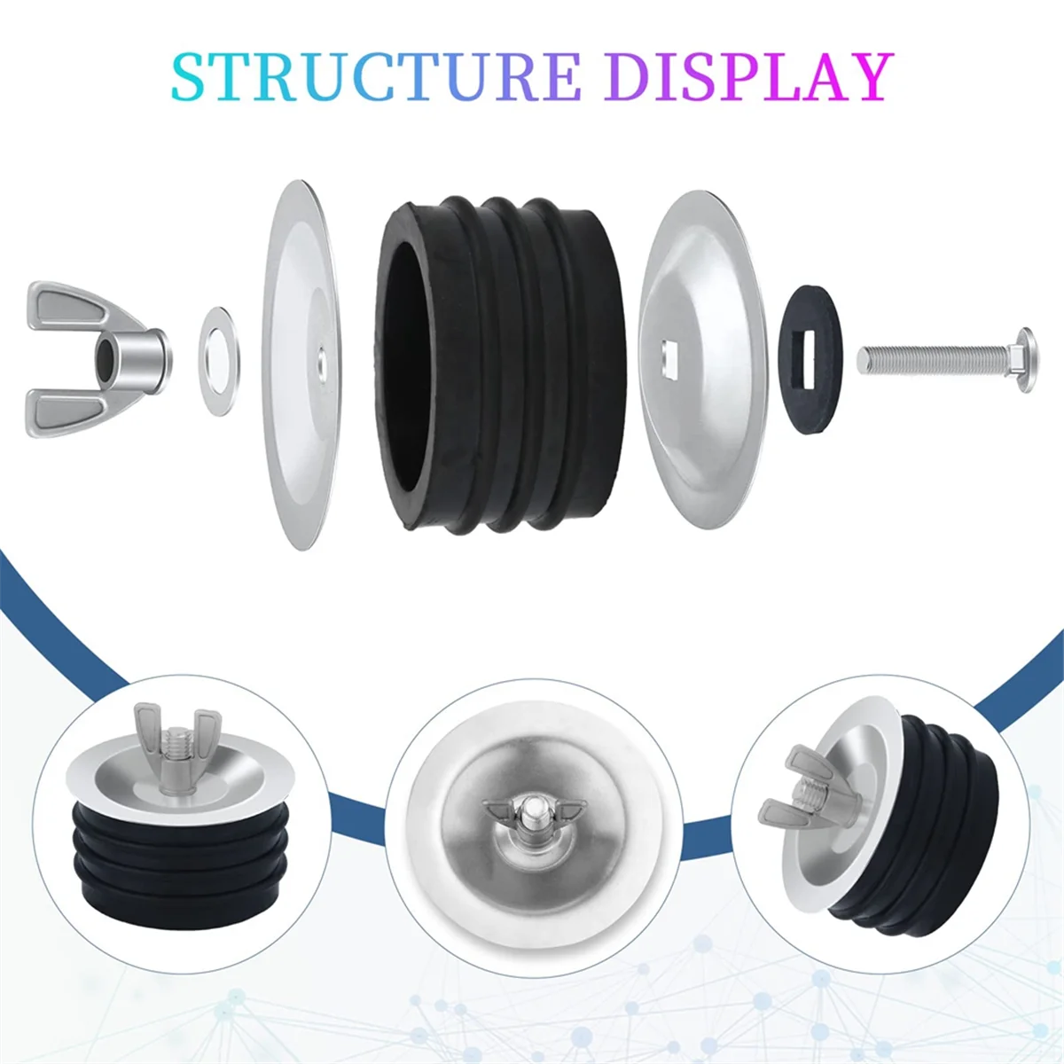 하수도 청소 캡, 실용적인 확장 파이프 플러그, 하수도 청소 커버, 기계식 테스트 플러그, 3 인치