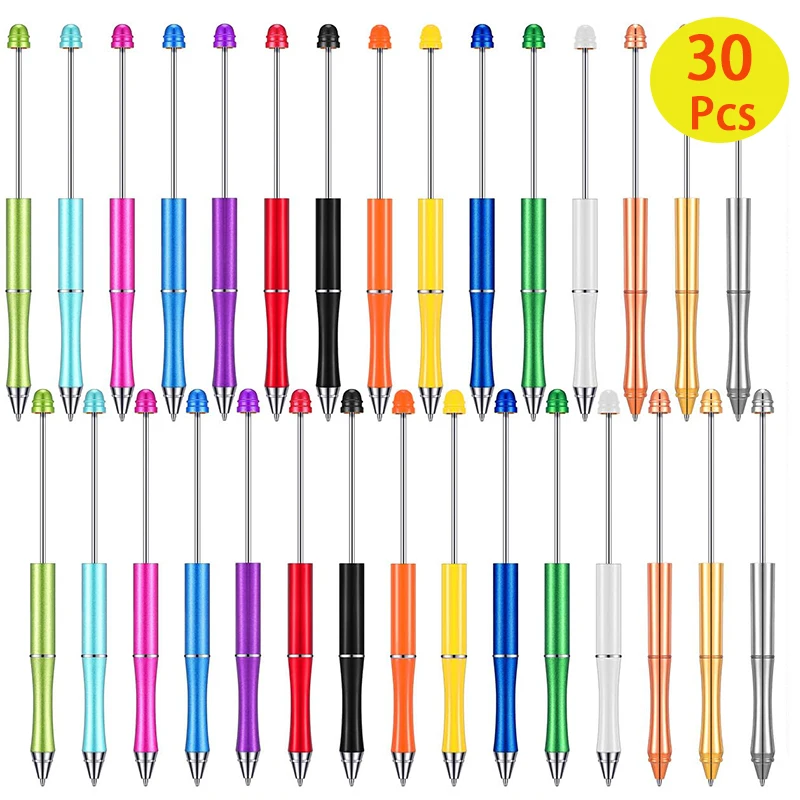 

30Pcs Metal Ballpoint Pen Office Writing Pen Beadable Pens Beaded Pens Ball Point Pen Office Craft Pens Beads Adult Pen