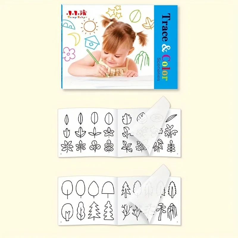 26cm*18.5cm CHILDREN\'S Large Page Coloring Book Baby Drawing Color Learning Stick Drawing Book Animal Fruit Flower