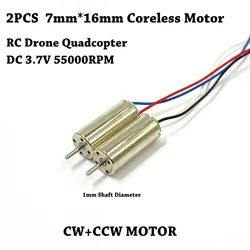 2PCS 7mm * 16mm CW + CCW Mini Coreless Albero Motore OD 1mm DC 3V 3.7V 55000RPM Ad Alta Velocità Micro 716 Motore RC Drone Quadcopter Motore