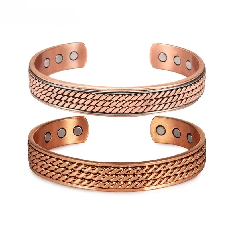 Twisted Copper Bracelets for Women Men Energy Magnetic Bracelet Benefits Men Adjustable Cuff Bracelets Bangles Health Jewelry