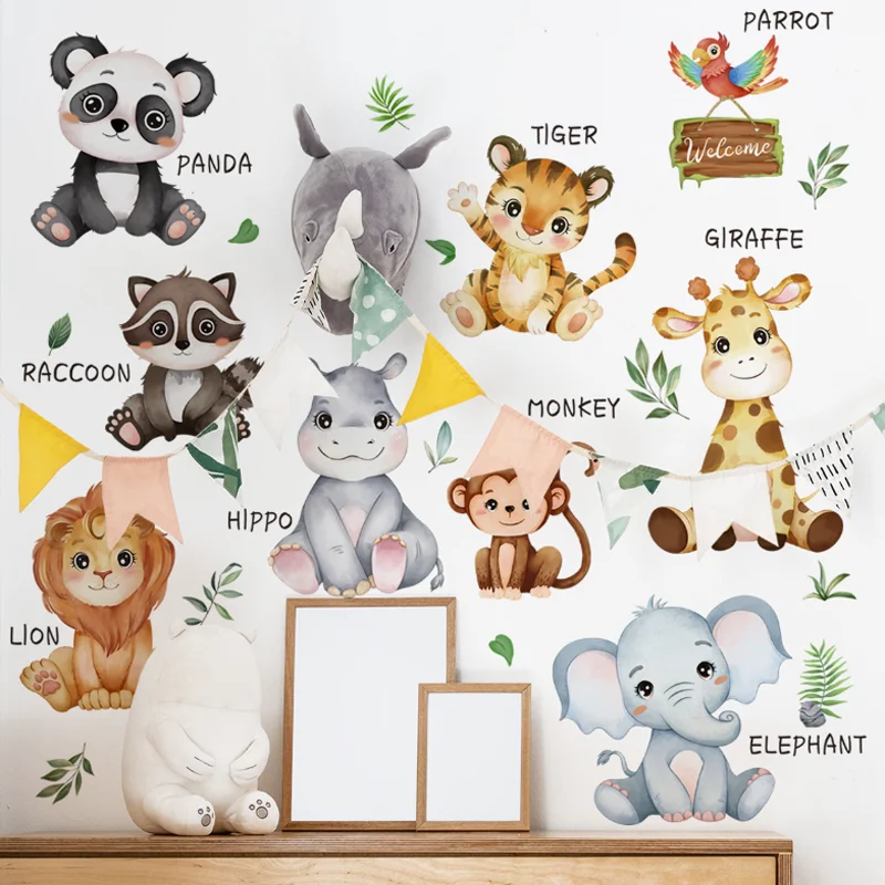 Cartoon Animal Background Wall Stickers Children Room Kindergarten Room Living Room Decoration Sticker Self-adhesive Removable