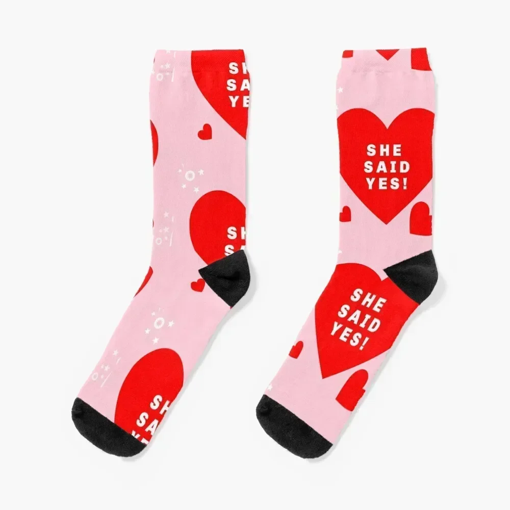 

SHE SAID YES! Socks anti-slip valentine gift ideas tennis cotton Ladies Socks Men's