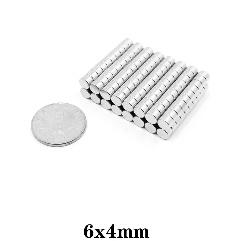 10~500PCS 6x4mm Permanent Small Round Magnet 6mmx4mm Neodymium Magnet Disc 6x4 Mini Strong Magnetic Magnets sheet 6*4mm 6*4