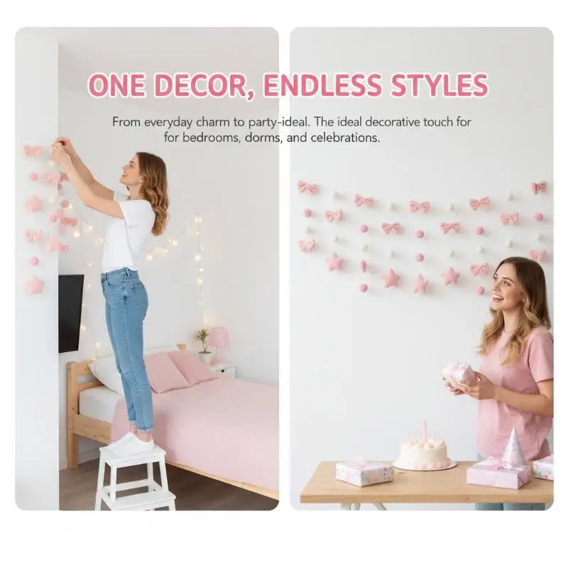 2026 NEW 26Pcs Pink Soft Fluffy Plush Heart Hanging Decor With Free Strings Valentines Day Wedding Romantic Home Party Ornament