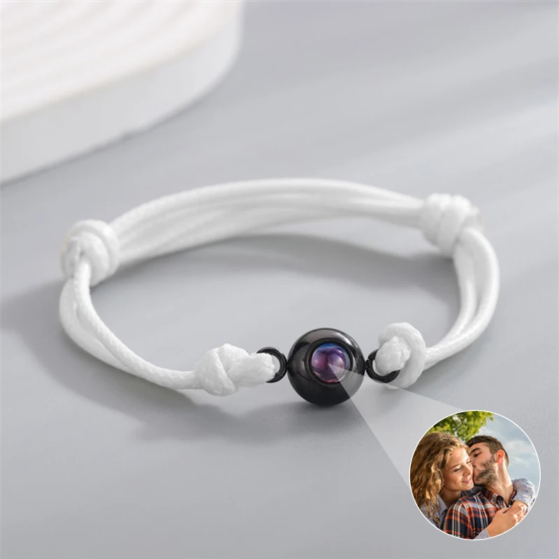 Personalized Circle Photo Bracelet Custom Projection Photo Bracelets Couple Memorial Customized Jewelry Gift for Women Men