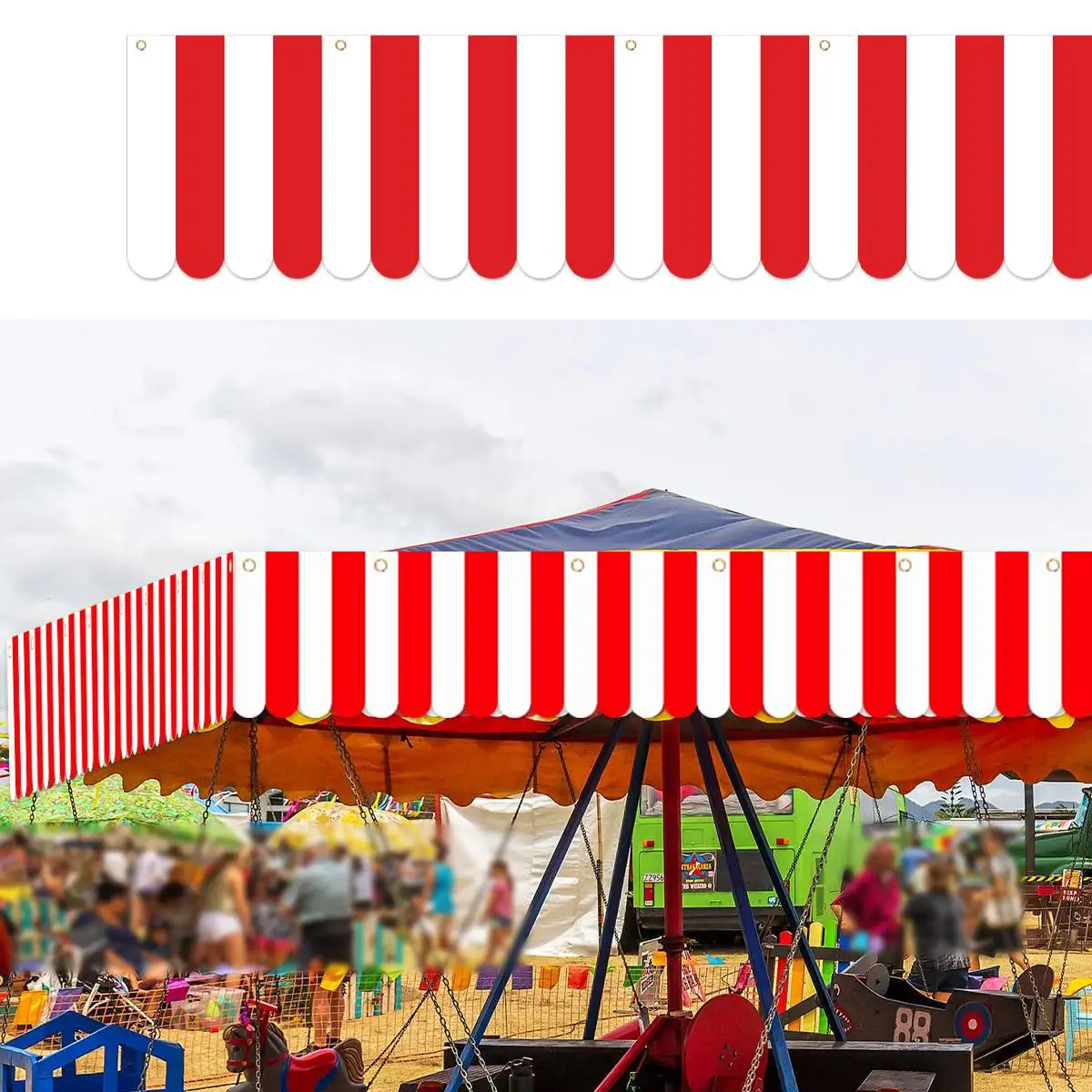 Carnaval Themafeest Hangende Banner Decoraties Rood Wit Gestreepte Wimpel Bunting Voor Circus Verjaardagsfeestje Decoraties