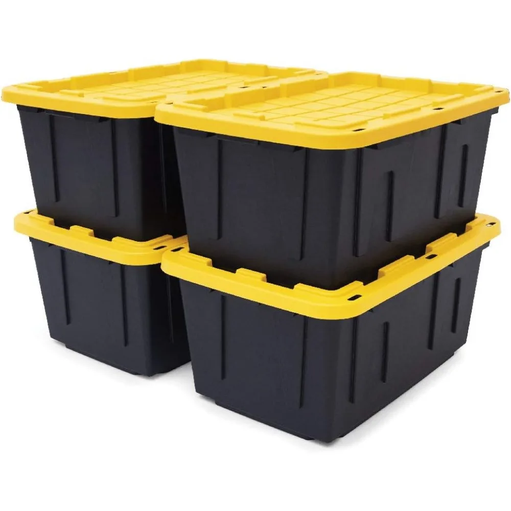 Durable Heavy Duty Shelving Unit with 27 Gallon Storage Containers, 4-Pack for Long-Lasting Organization
