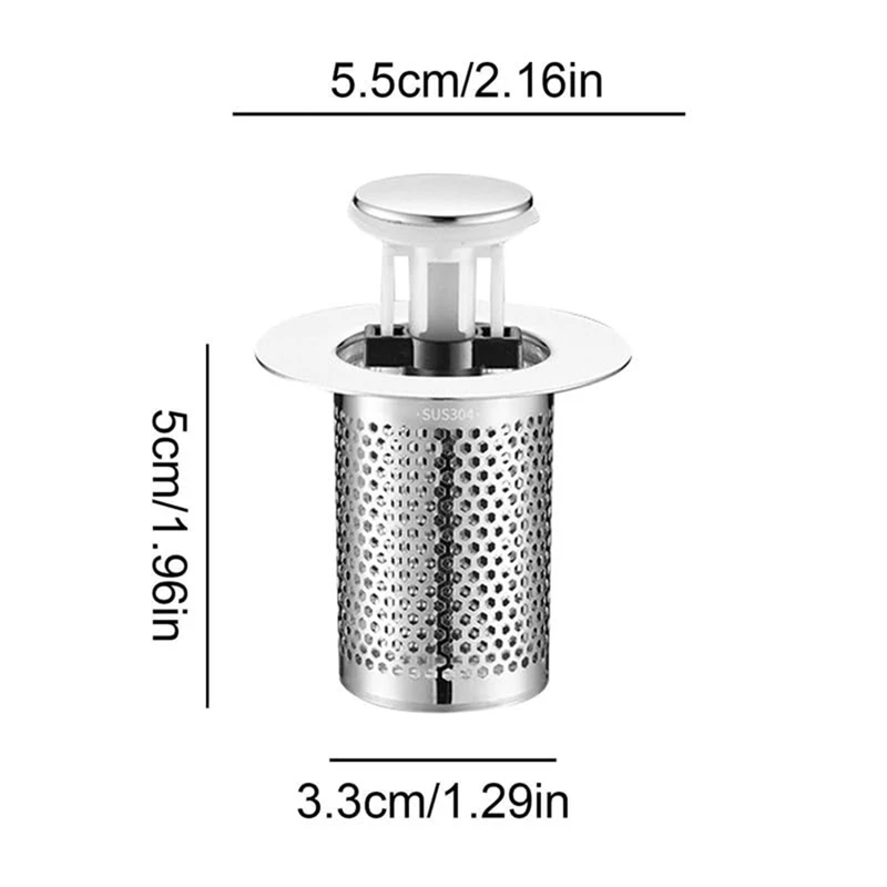 Stainless Steel Floor Drain Filter,-Up Sink Filter,Rustproof Sink Strainer,For Kitchen,Bathtub,Sink Water Pipe Durable