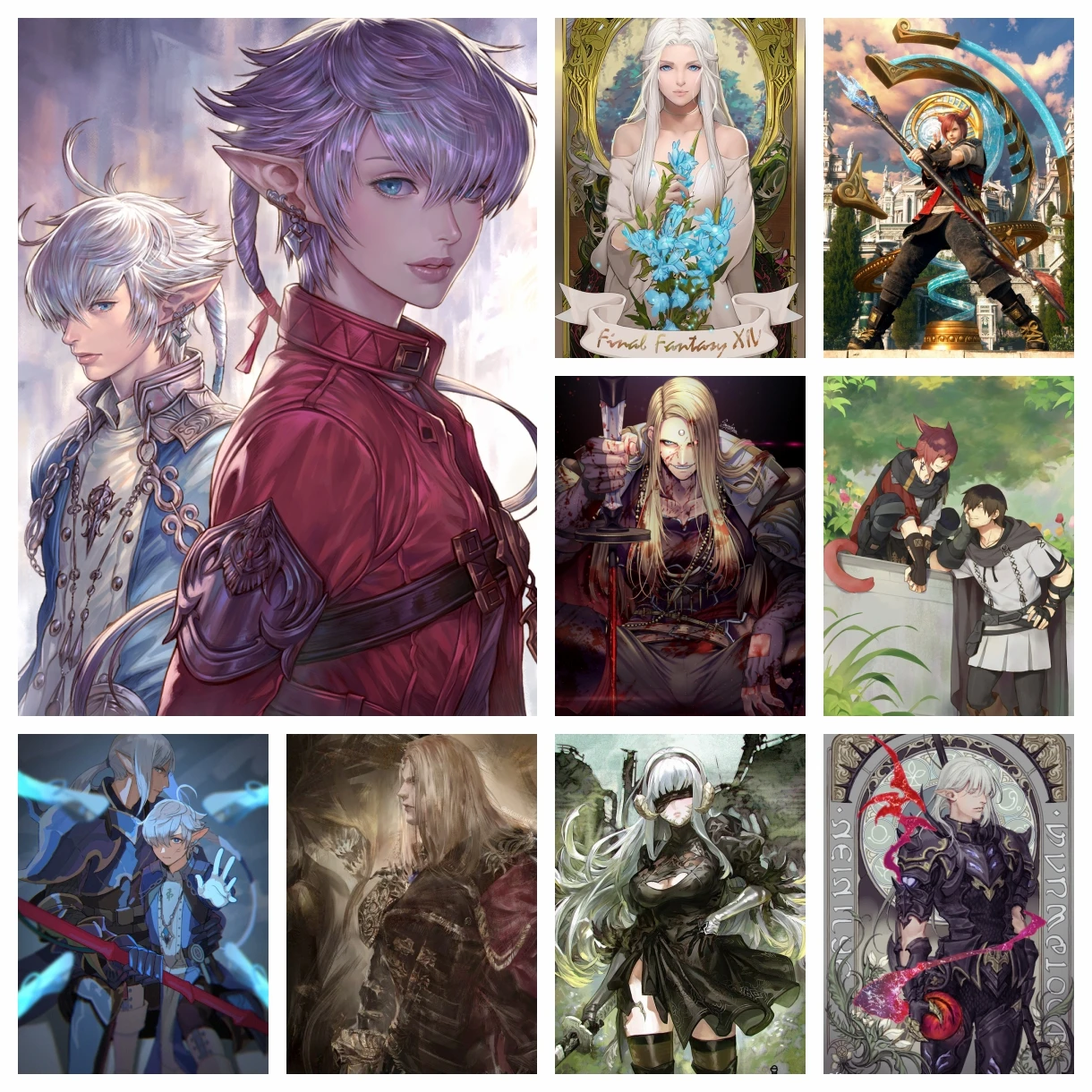 Final Fantasy XIV 5D Voll-Diamant-Malerei FFXIV Endwalker Kreuzstich-Set Spielcharakter-Stickerei Heimdekoration Handwerk