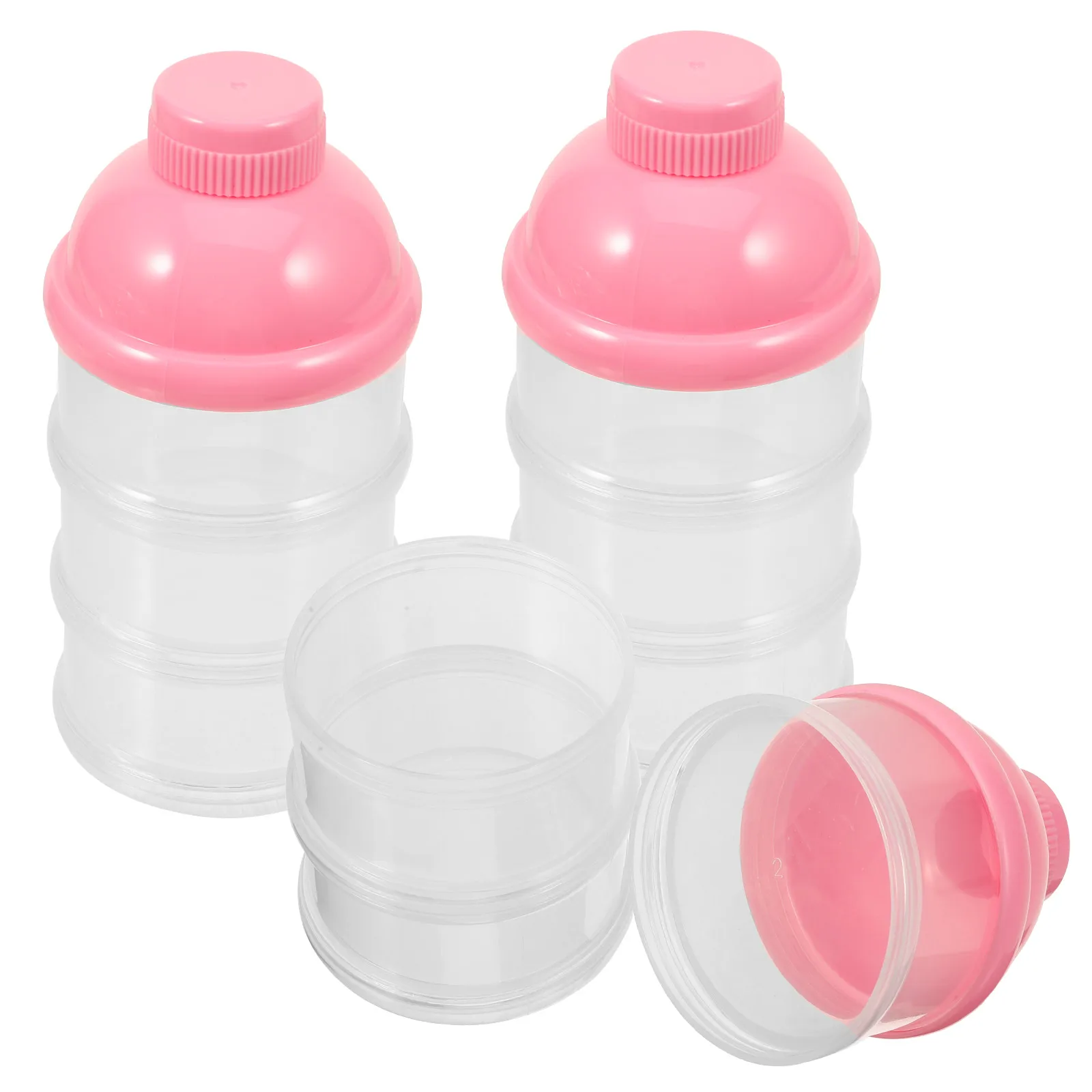 

3 Pcs Infant Formula Milk Powder Sealing Can Travel Protein Container Storage Feeding Bottle Pink Holder
