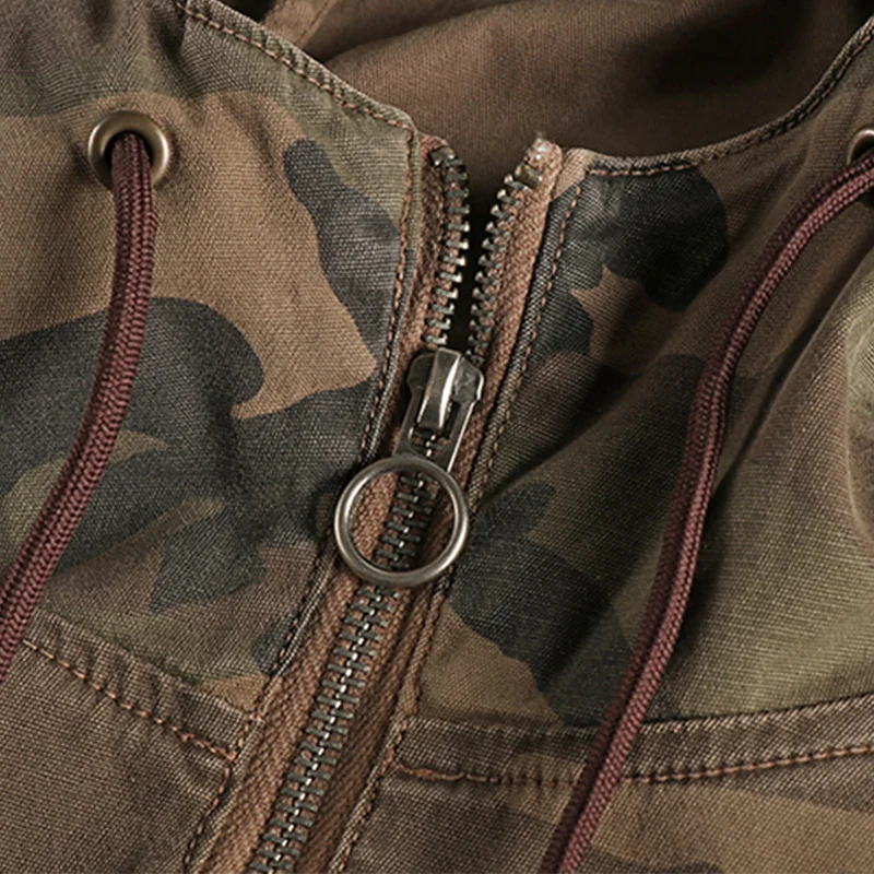 Imagem -06 - Jaqueta de Camuflagem Estilo Militar Masculina Meio Zíper Carga com Capuz Cabolsa Funcional Pulôver Solto Exterior